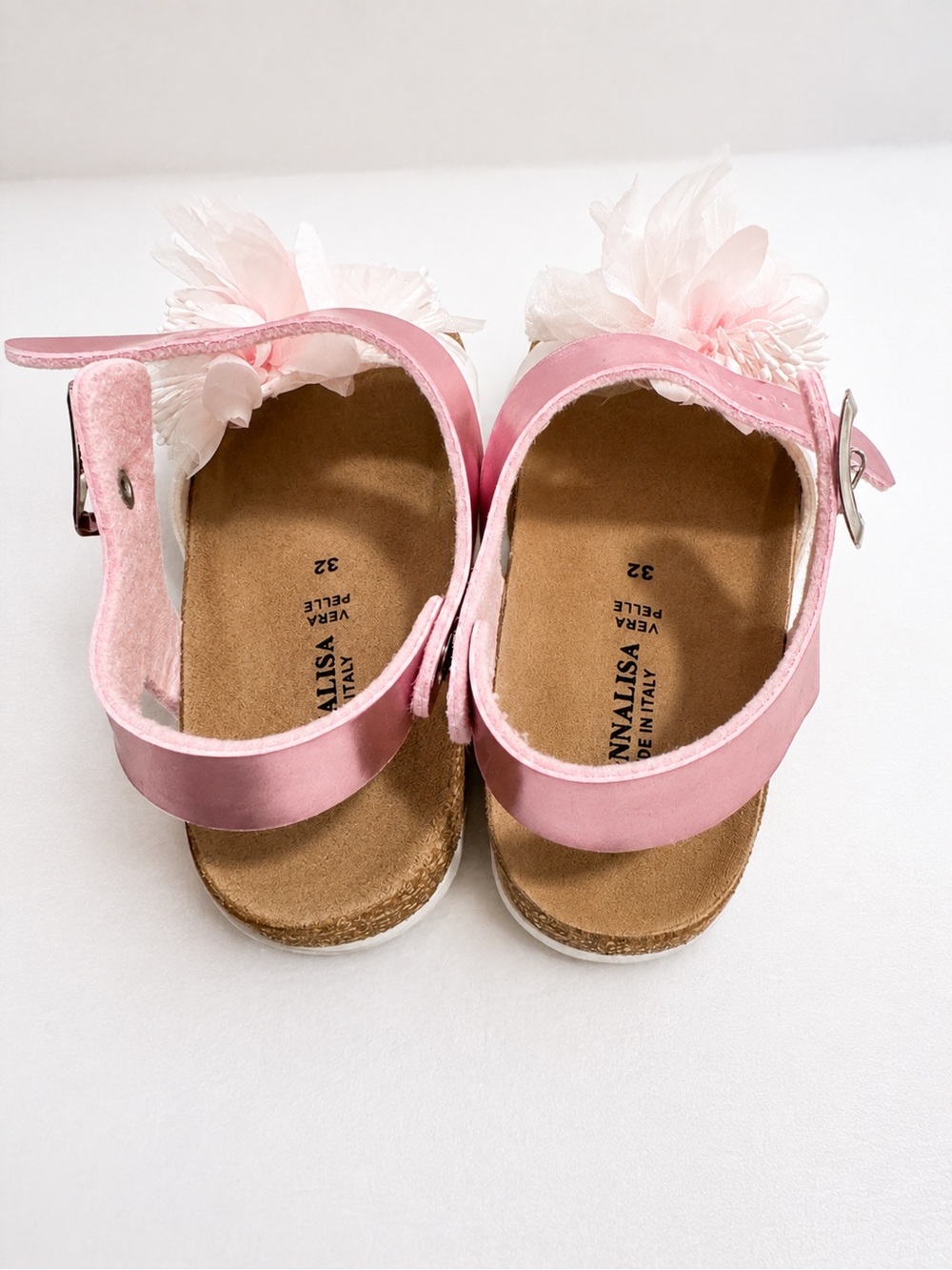 Monnalisa girls white & pink flower sandals EU32 / US 1 - Picture 6 of 15
